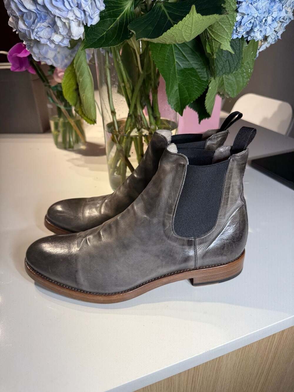 Frye Chase Chelsea 80040 Men's Gray Leather Boots